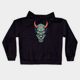 Blue Oni Mask Kids Hoodie